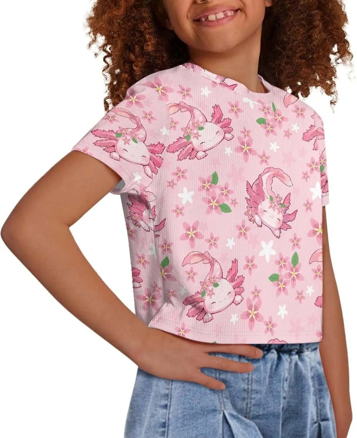 Crew Neck Short Sleeve Top 5-14Y Girls Cute Short T-Shirt Casual Loose Sweatshirt