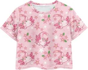 Crew Neck Short Sleeve Top 5-14Y Girls Cute Short T-Shirt Casual Loose Sweatshirt