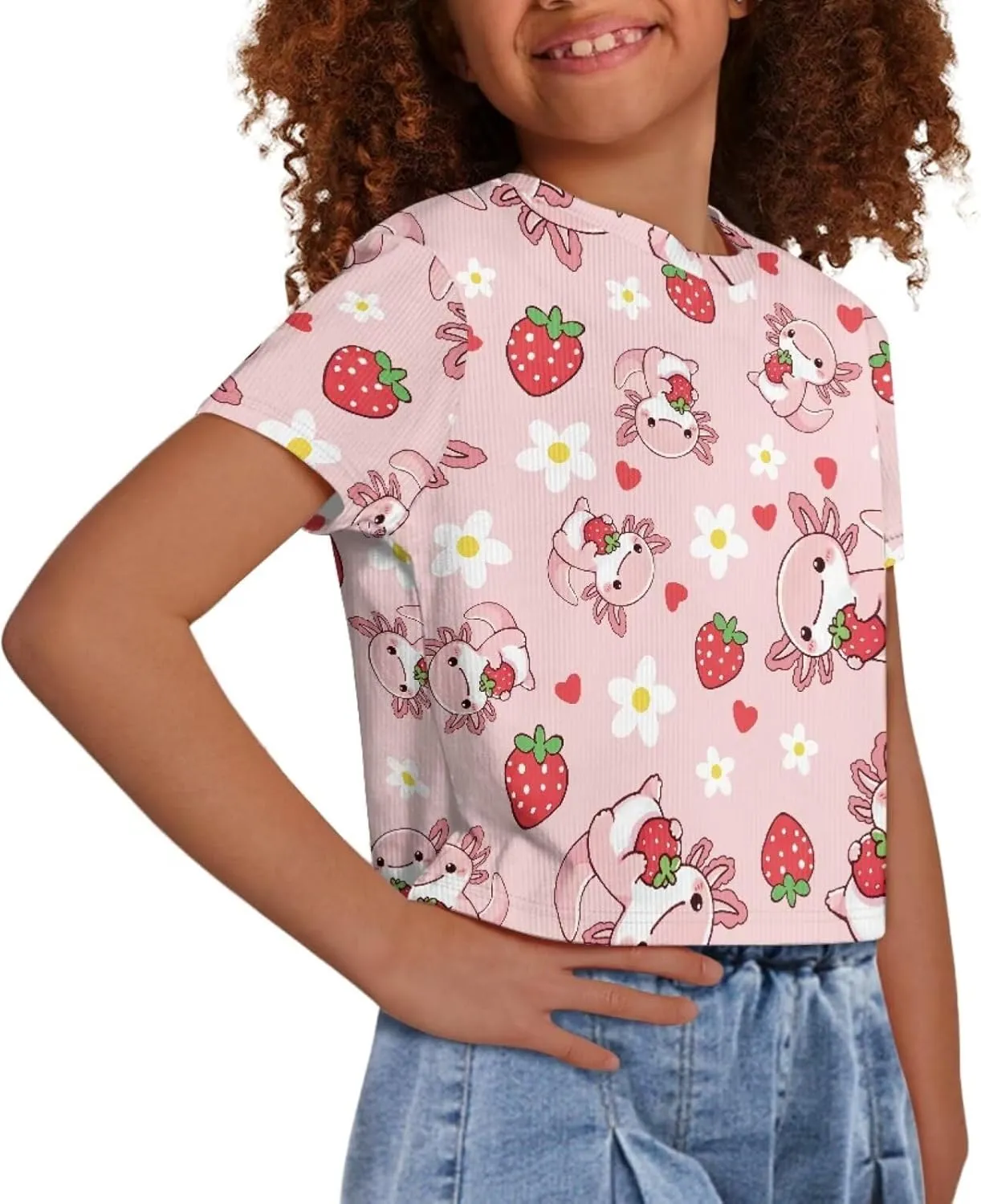 Crew Neck Short Sleeve Top 5-14Y Girls Cute Short T-Shirt Casual Loose Sweatshirt