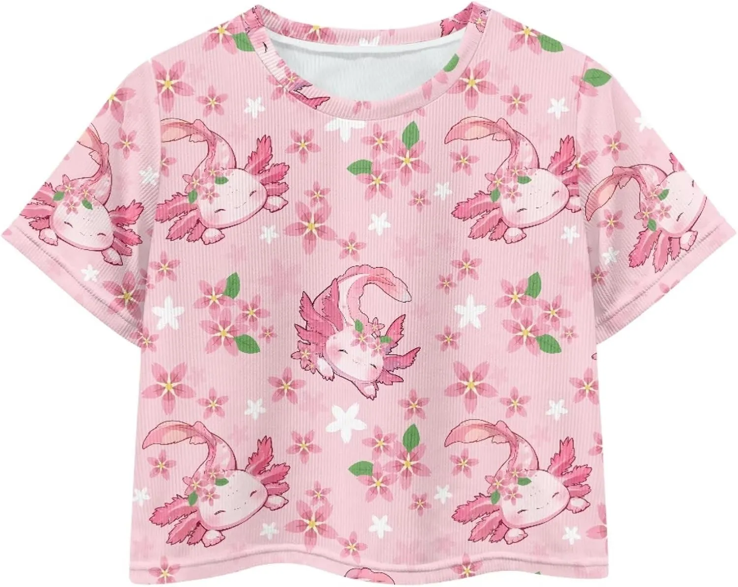 Crew Neck Short Sleeve Top 5-14Y Girls Cute Short T-Shirt Casual Loose Sweatshirt