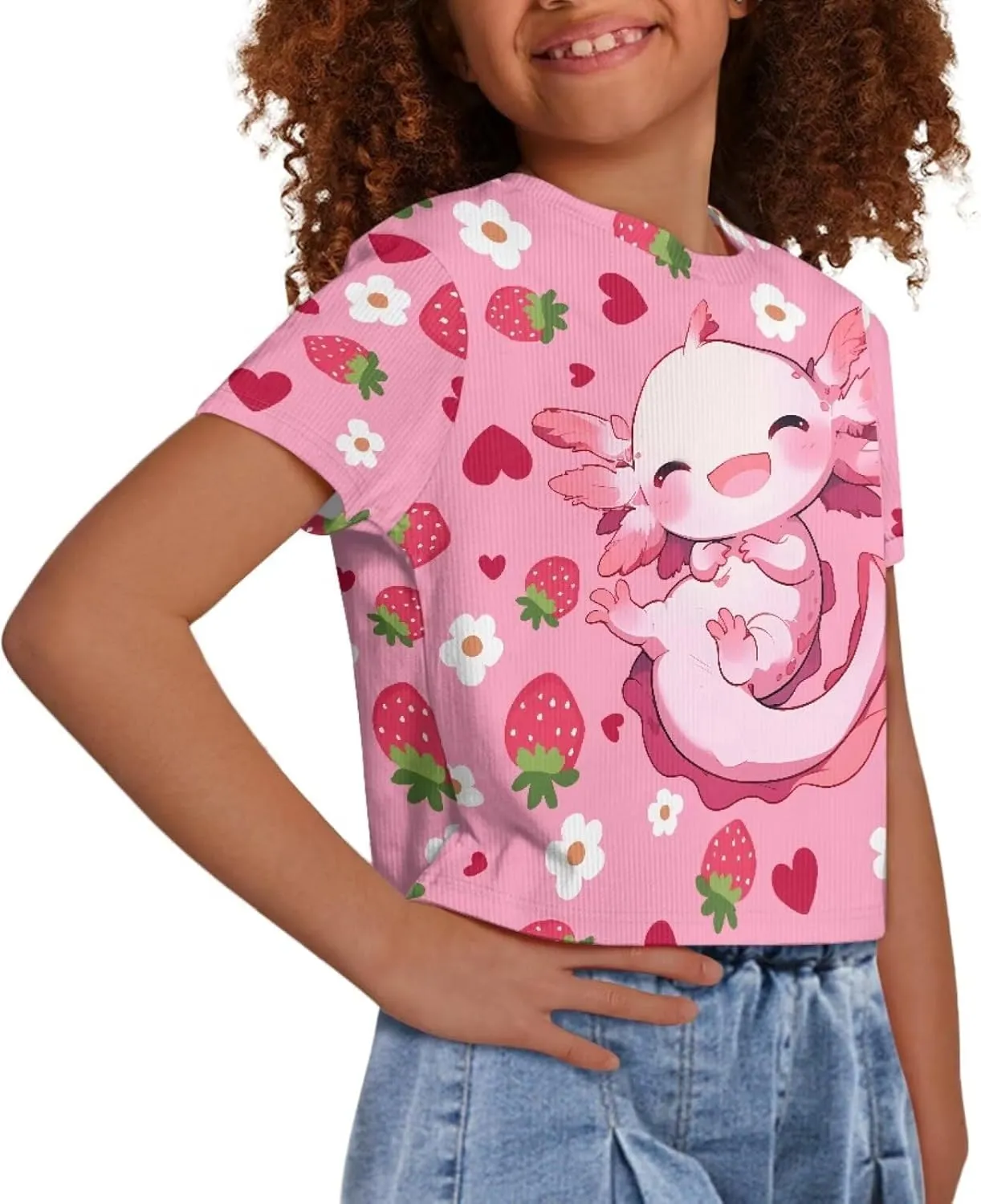 Crew Neck Short Sleeve Top 5-14Y Girls Cute Short T-Shirt Casual Loose Sweatshirt
