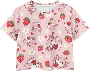 Crew Neck Short Sleeve Top 5-14Y Girls Cute Short T-Shirt Casual Loose Sweatshirt