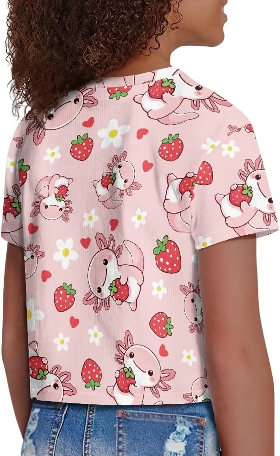 Crew Neck Short Sleeve Top 5-14Y Girls Cute Short T-Shirt Casual Loose Sweatshirt