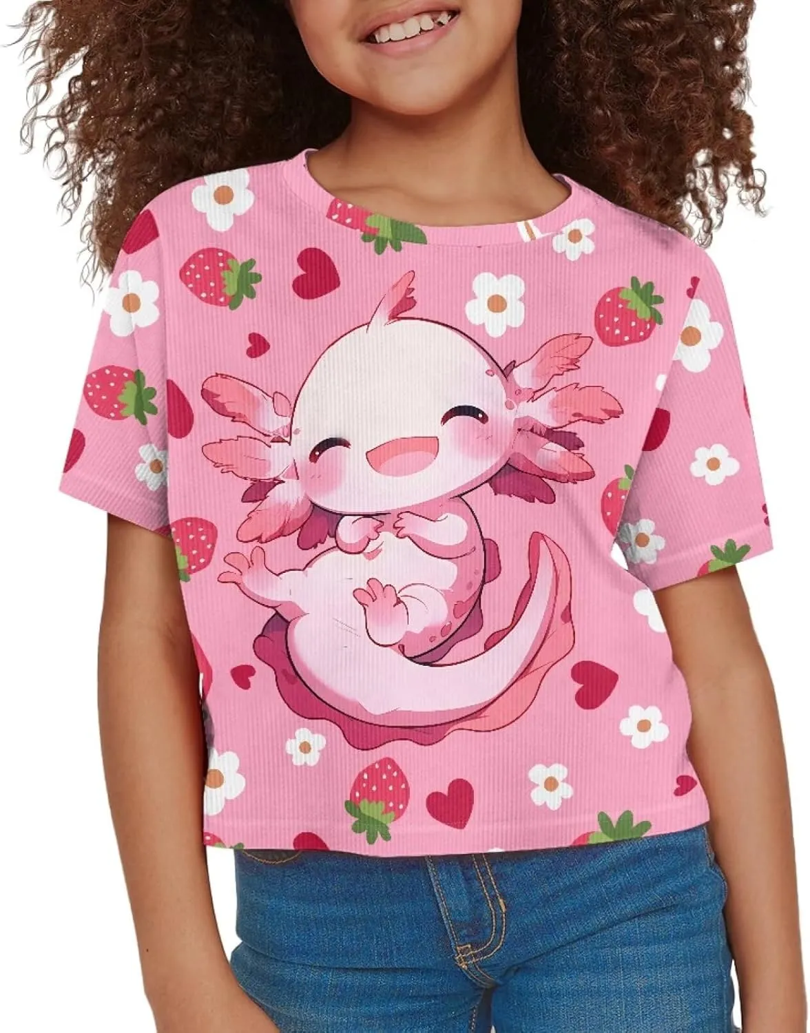 Crew Neck Short Sleeve Top 5-14Y Girls Cute Short T-Shirt Casual Loose Sweatshirt