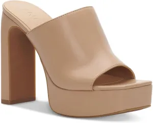 Cufflinks Inc. Women's Rali Faux Leather Slip On Platform Sandals Medium - Dark Almond Smooth, 11