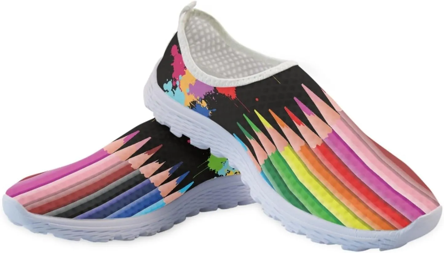 Cumagical Running Shoes Wide Width Breathable White Slip On Sneakers for Women