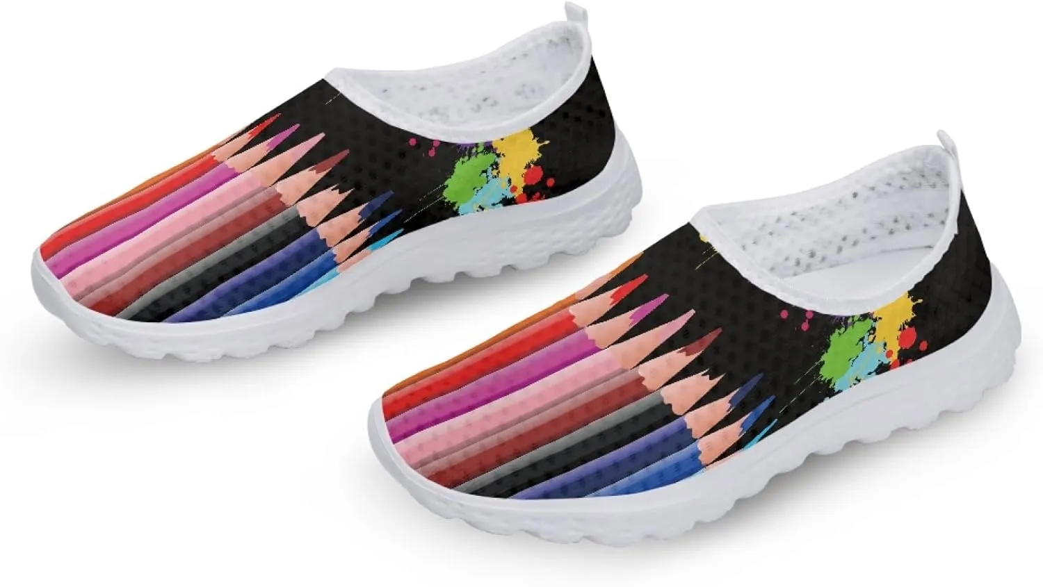 Cumagical Running Shoes Wide Width Breathable White Slip On Sneakers for Women