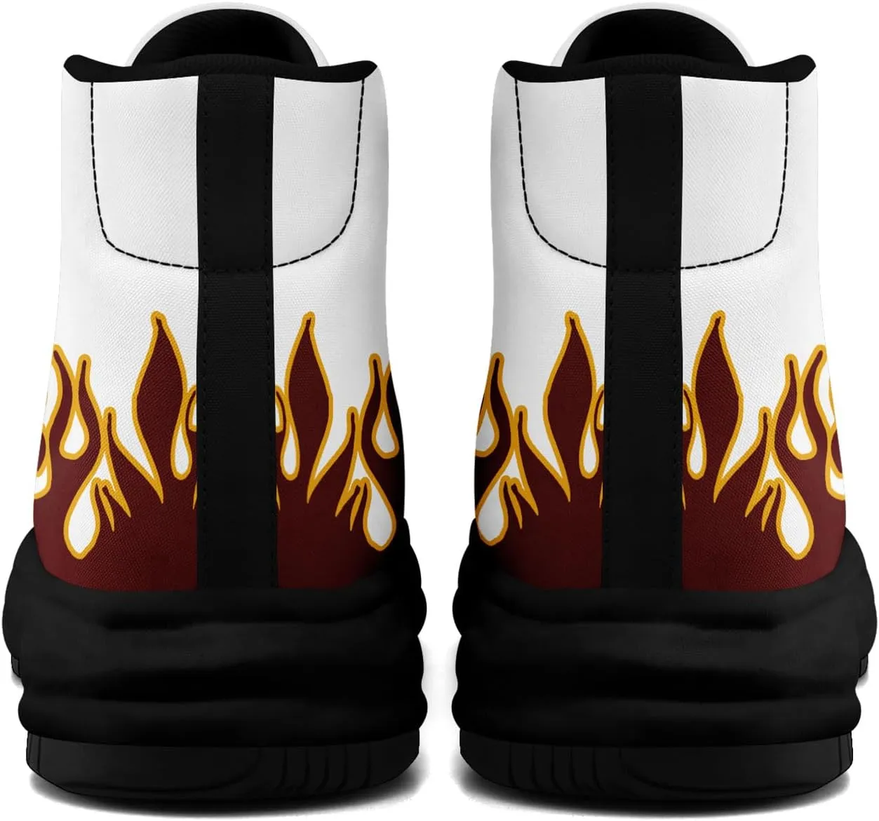 Custom Flame High-Top Platform Sneakers, Fashion Chunky Elevated Canvas Trainers for Streetwear Race Casual Footwear