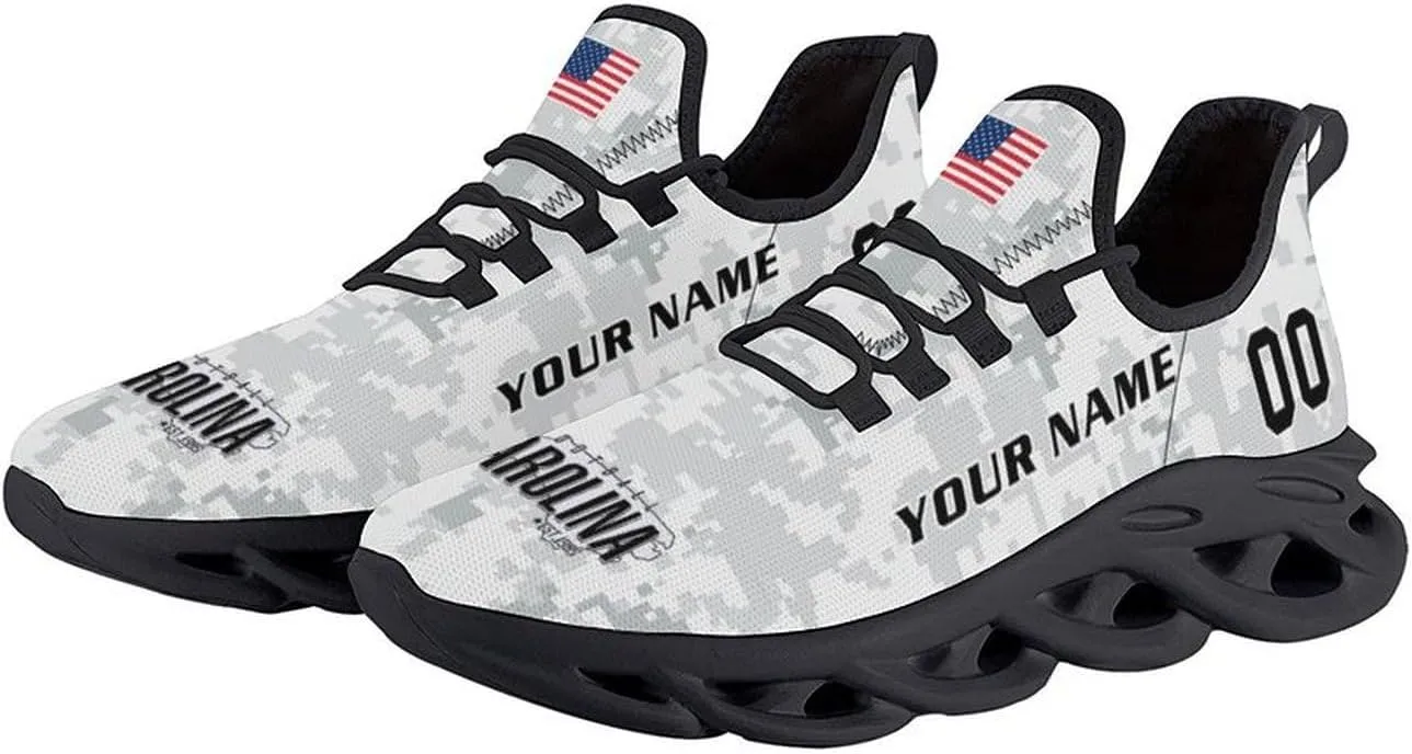 Custom Football Camo Salute Sneakers Personalized Breathable Fan Gift Workout Athletic Gym Slip-on Casual Shoes for Men Women