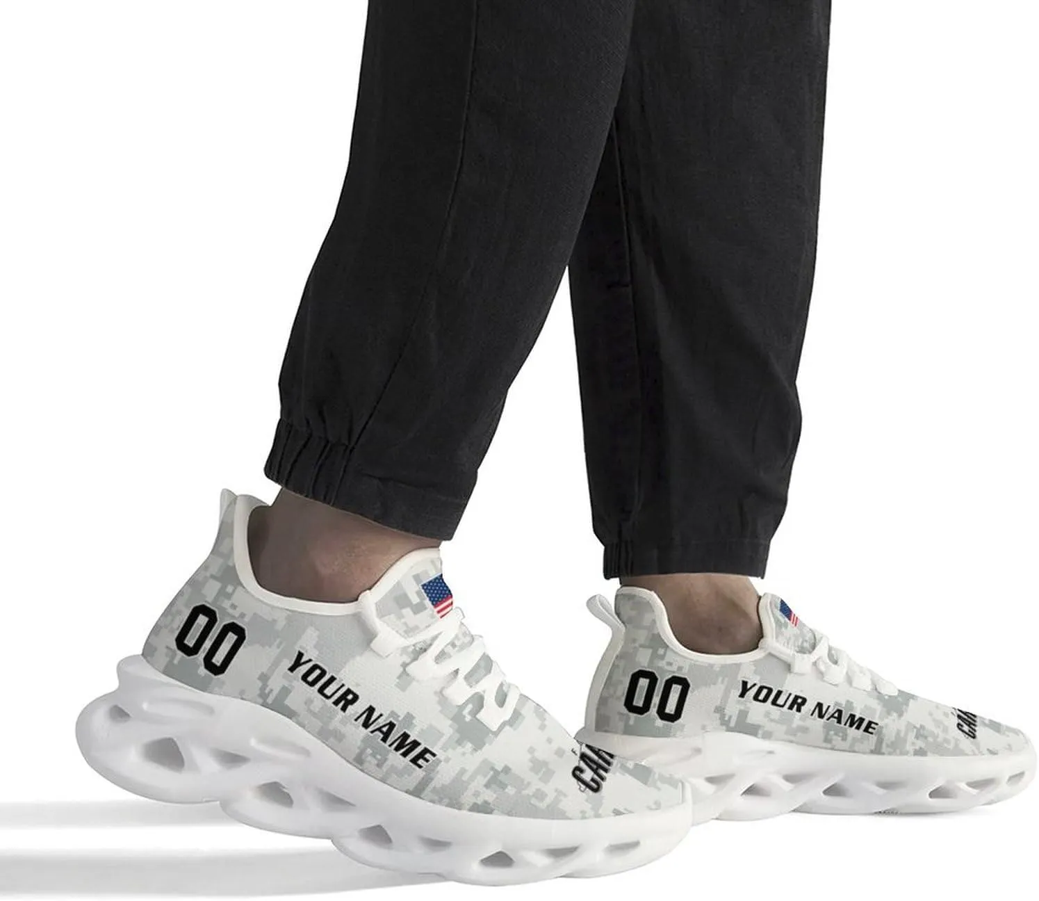 Custom Football Camo Salute Sneakers Personalized Breathable Fan Gift Workout Athletic Gym Slip-on Casual Shoes for Men Women