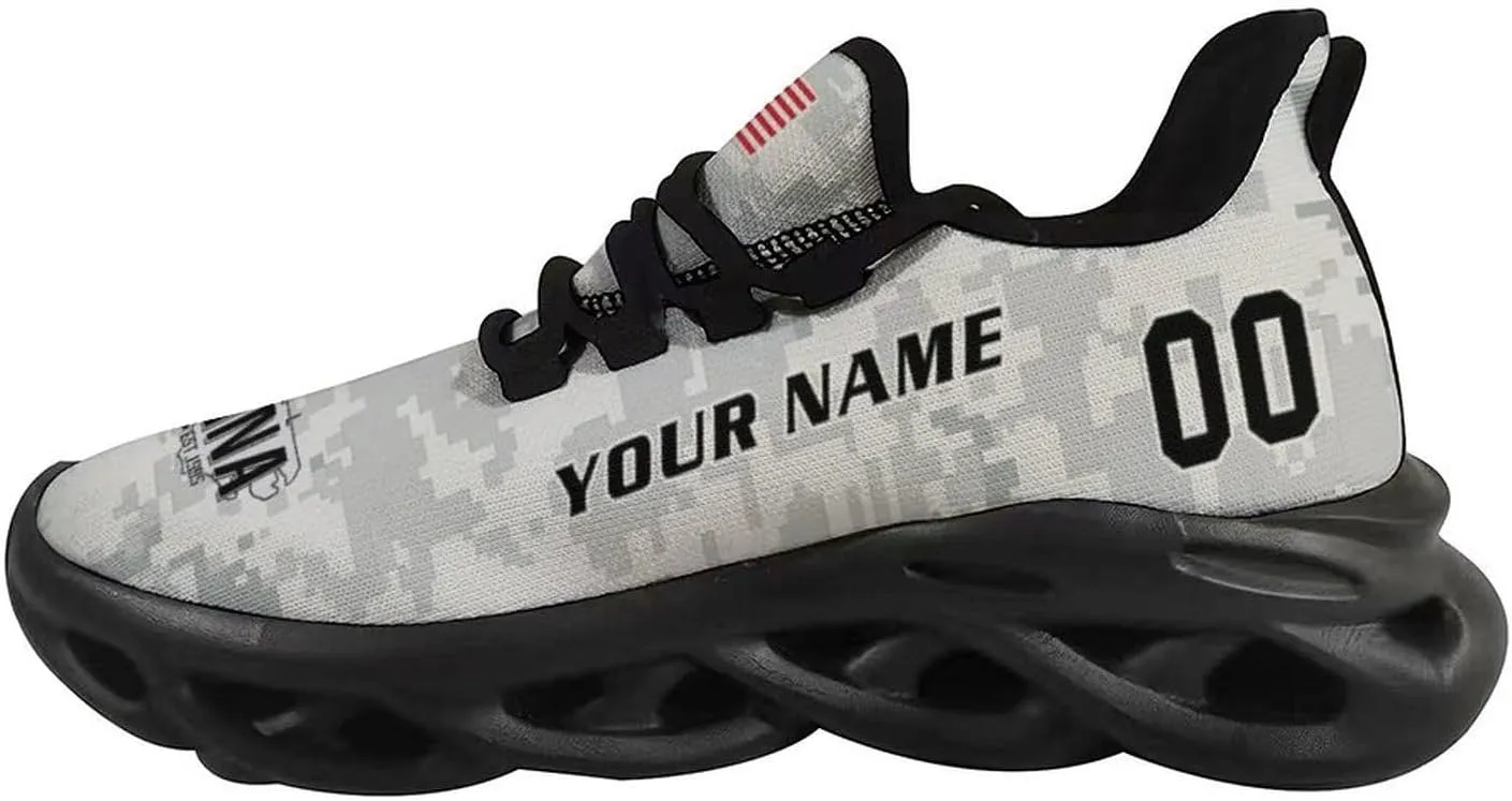 Custom Football Camo Salute Sneakers Personalized Breathable Fan Gift Workout Athletic Gym Slip-on Casual Shoes for Men Women