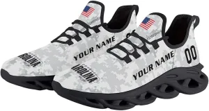 Custom Football Camo Salute Sneakers Personalized Breathable Fan Gift Workout Athletic Gym Slip-on Casual Shoes for Men Women