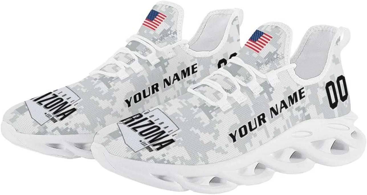 Custom Football Camo Salute Sneakers Personalized Breathable Fan Gift Workout Athletic Gym Slip-on Casual Shoes for Men Women