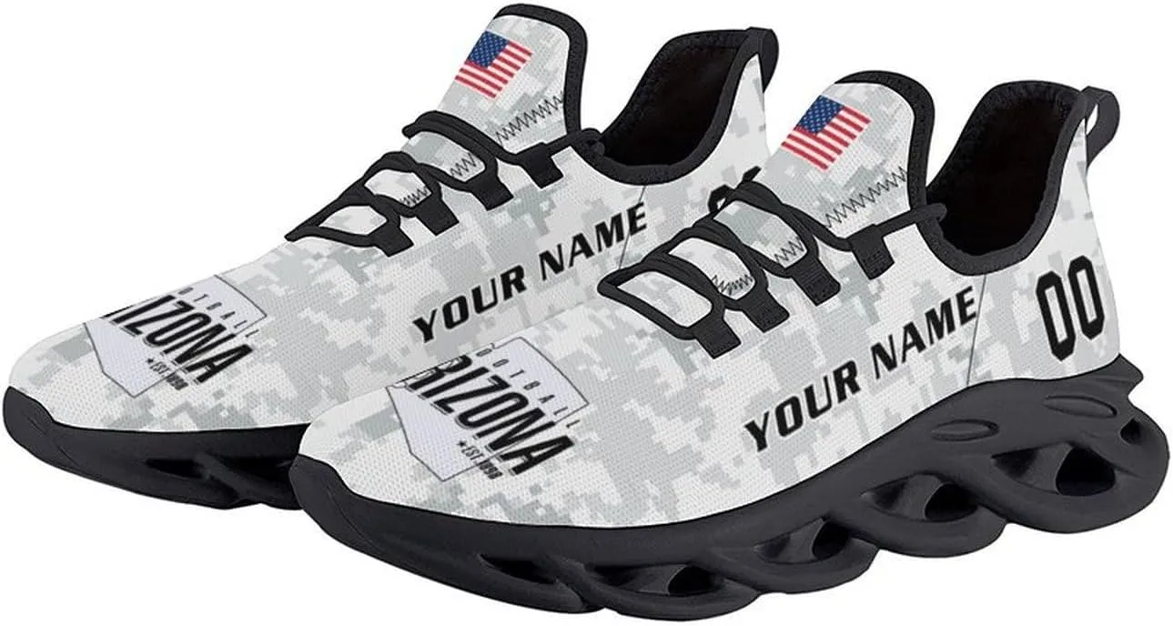 Custom Football Camo Salute Sneakers Personalized Breathable Fan Gift Workout Athletic Gym Slip-on Casual Shoes for Men Women