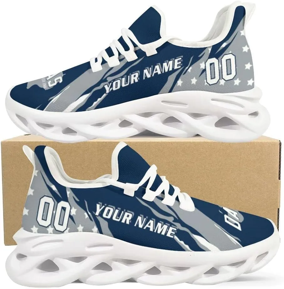 Custom Football Sneakers Personalized Breathable Fan Gift Add Name & Number Workout Athletic Gym Slip-on Shoes for Men Women