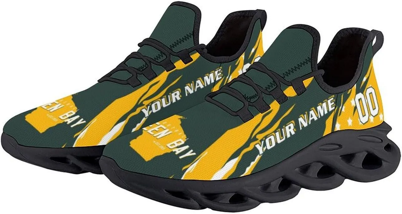 Custom Football Sneakers Personalized Breathable Fan Gift Add Name & Number Workout Athletic Gym Slip-on Shoes for Men Women