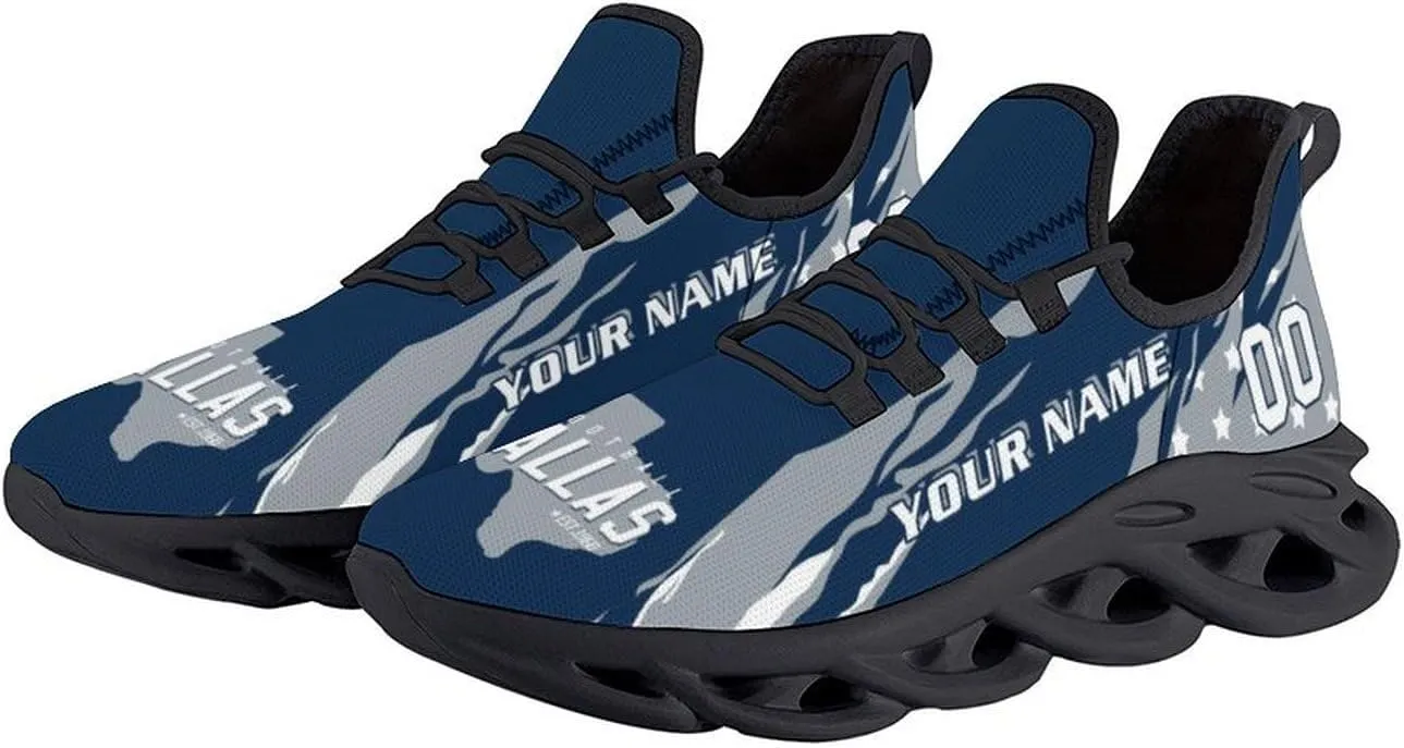 Custom Football Sneakers Personalized Breathable Fan Gift Add Name & Number Workout Athletic Gym Slip-on Shoes for Men Women