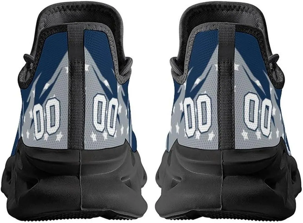 Custom Football Sneakers Personalized Breathable Fan Gift Add Name & Number Workout Athletic Gym Slip-on Shoes for Men Women