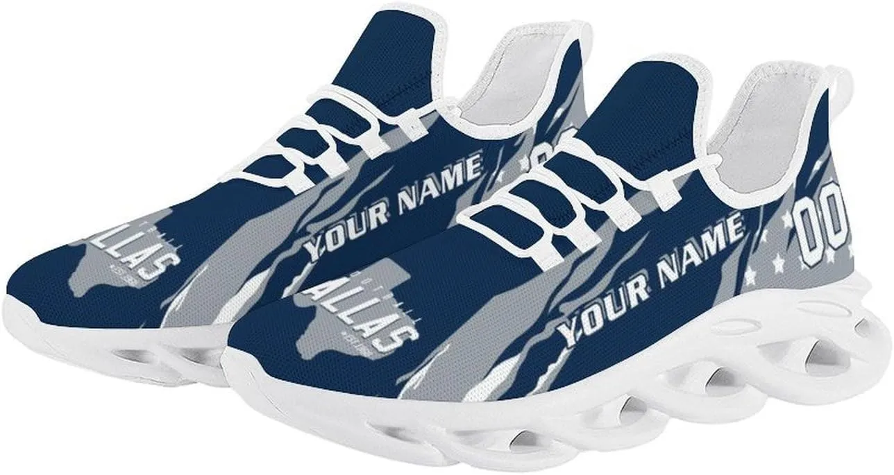 Custom Football Sneakers Personalized Breathable Fan Gift Add Name & Number Workout Athletic Gym Slip-on Shoes for Men Women