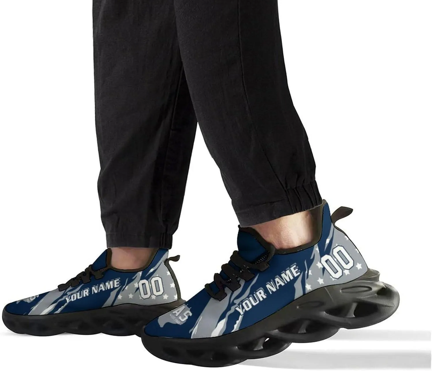 Custom Football Sneakers Personalized Breathable Fan Gift Add Name & Number Workout Athletic Gym Slip-on Shoes for Men Women