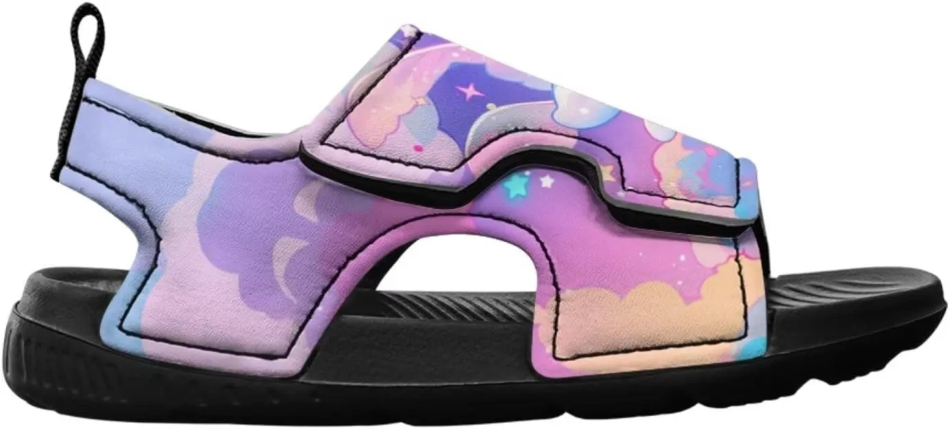 Cute Axolotl Kids Open Toe Slides Girls Boys Slip On Slide Sandals With Adjustable Strap Non-Slip Shower Shoes
