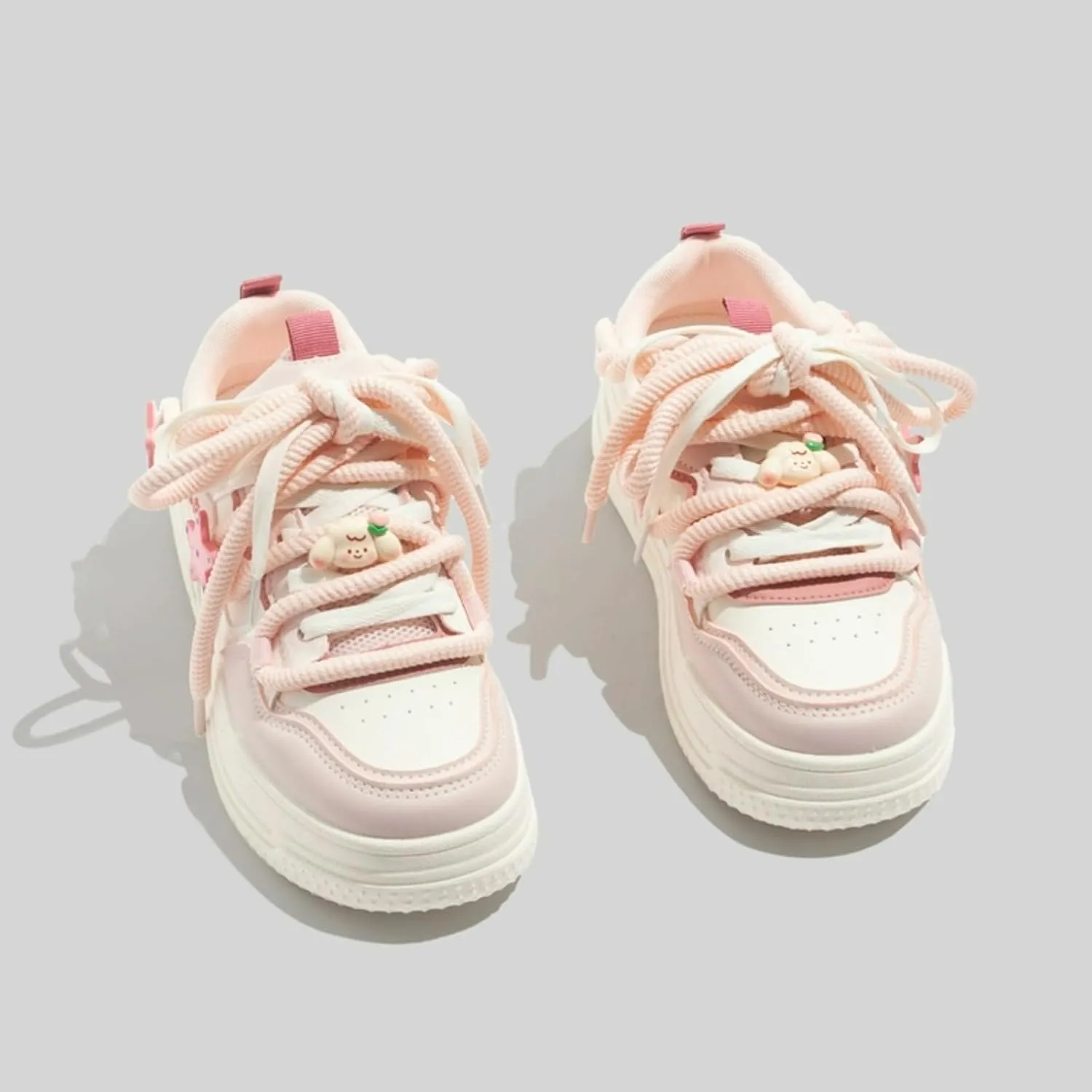 Cute Star Walking Sneakers for Women Macaron Colors Regular & Upgraded Versions Rubber Thick Sole Height Increase Lace Up Walking Shoes