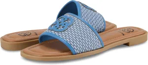 Daisy Fuentes Women's Slip-On Sandals Zest – Comfortable Design in Denim and Linen, Sizes 6-10