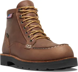 Danner 6” Bull Run Moc Toe Work Boots for Men - Oiled Full-Grain Leather Upper with Non Slip Wedge Outsole and 3-Density Cushion Footbed, EH Resistant