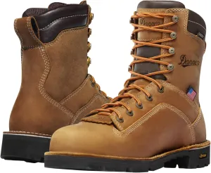 Danner 8” Quarry USA Waterproof Alloy Safety Toe Work Boots for Men - Full-Grain Leather with Gore-Tex Lining and Traction Heel Outsole, EH Resistant