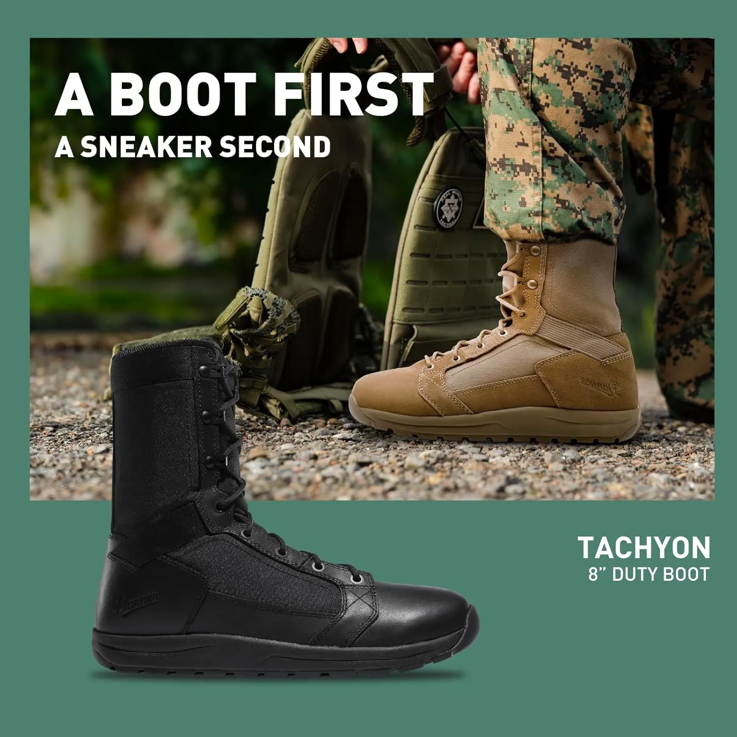 Danner Tachyon 8” Tactical Boots for Men - Ultralight Fast Drying Upper with Abrasion-Resistant Toe, Comfort Footbed, and Non Slip Traction Outsole