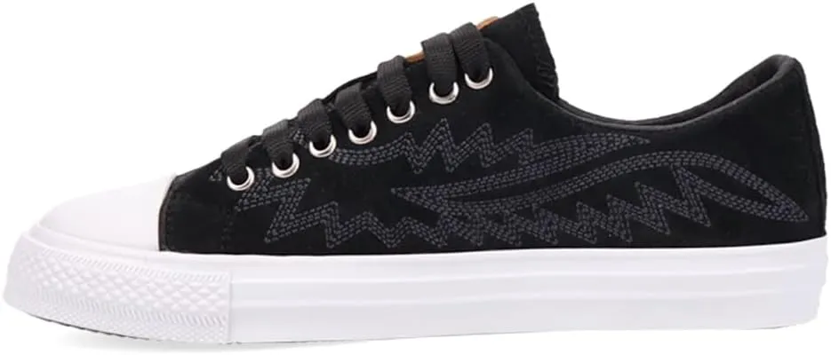 Dingo Womens Campus Embroidered Lace Up Sneakers Shoes Casual - Black