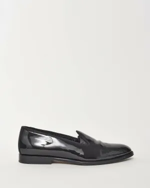 Dior Men's Black Patent Leather Oblique Logo Timeless Loafers - 41 MEN