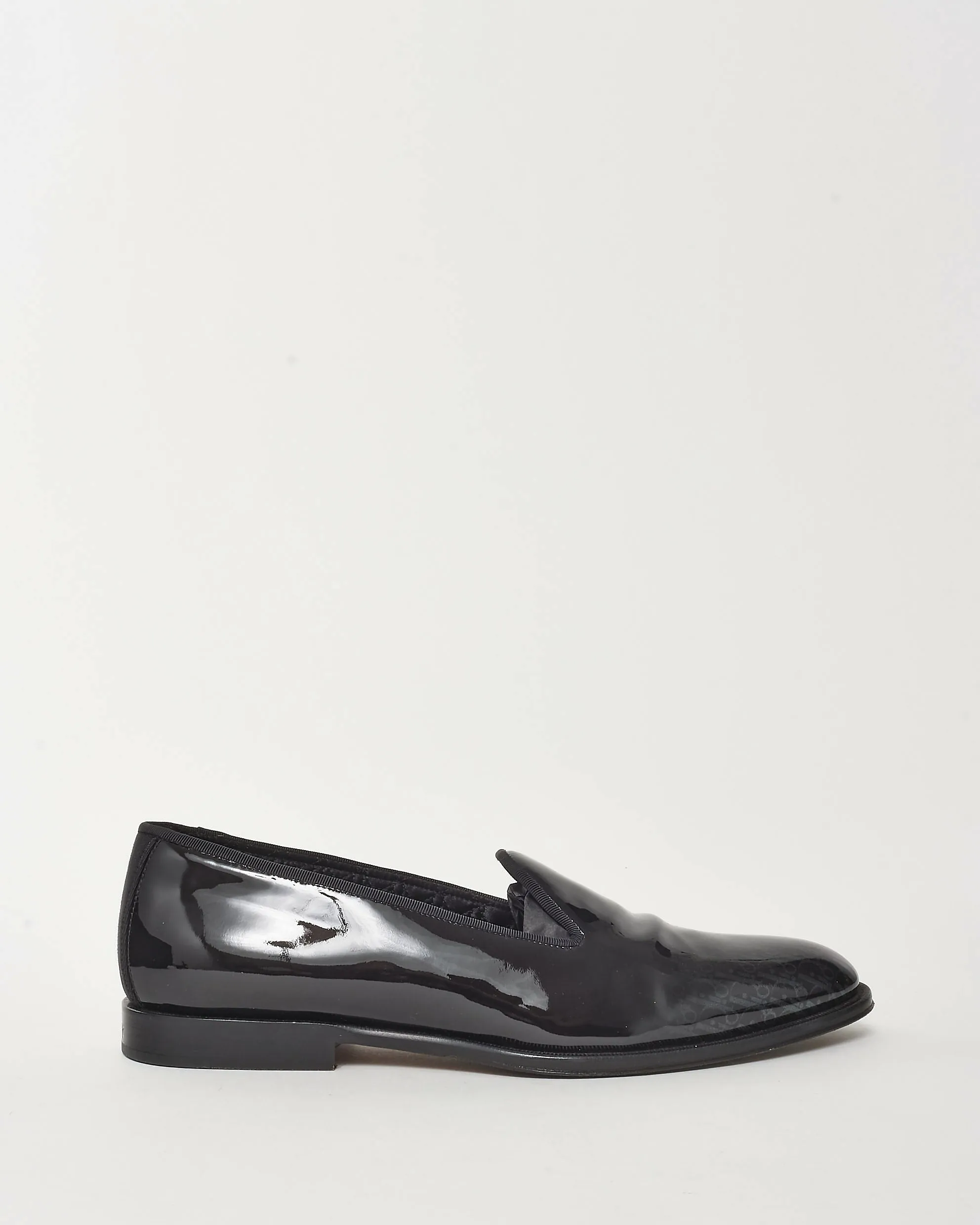 Dior Men's Black Patent Leather Oblique Logo Timeless Loafers - 41 MEN