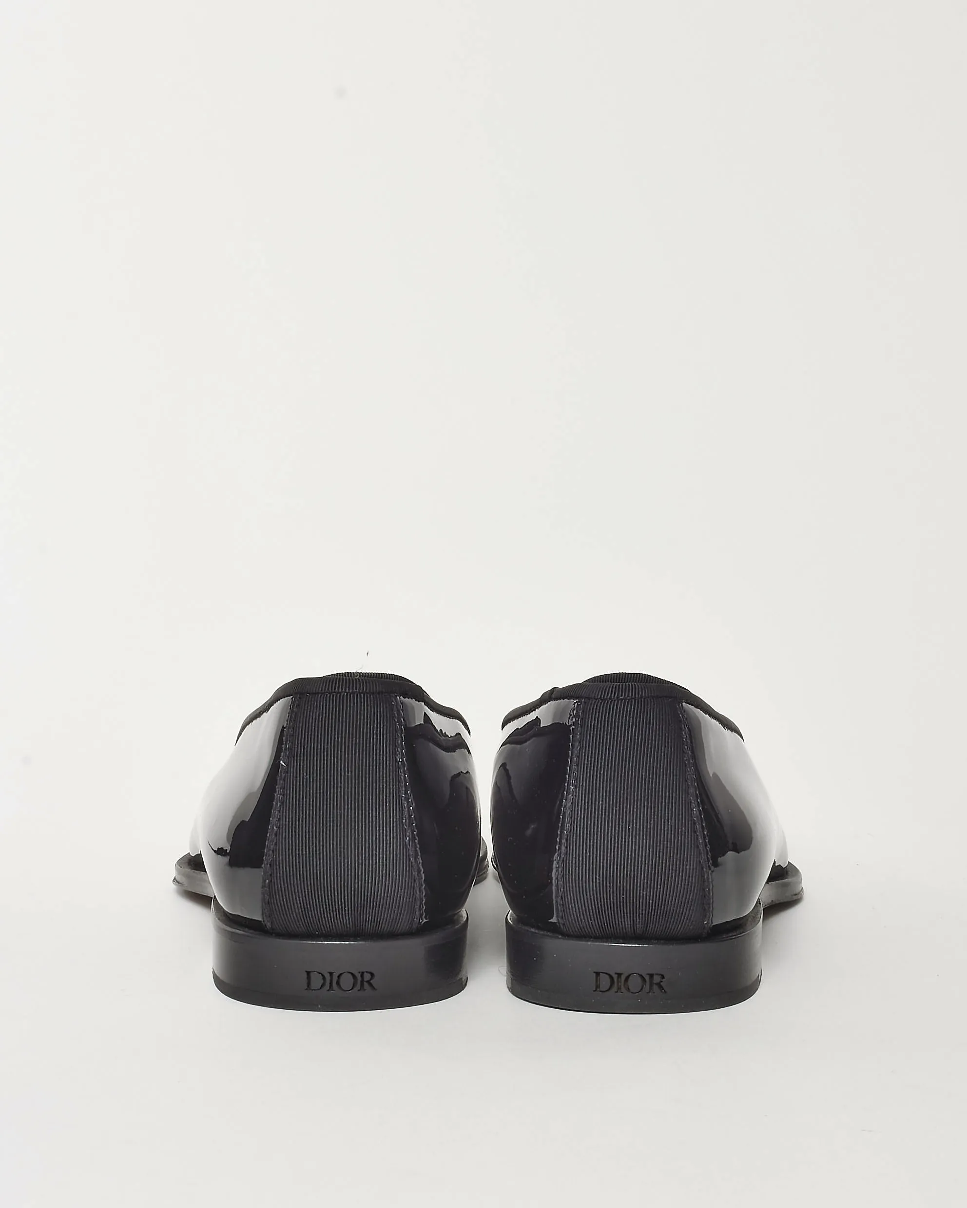 Dior Men's Black Patent Leather Oblique Logo Timeless Loafers - 41 MEN