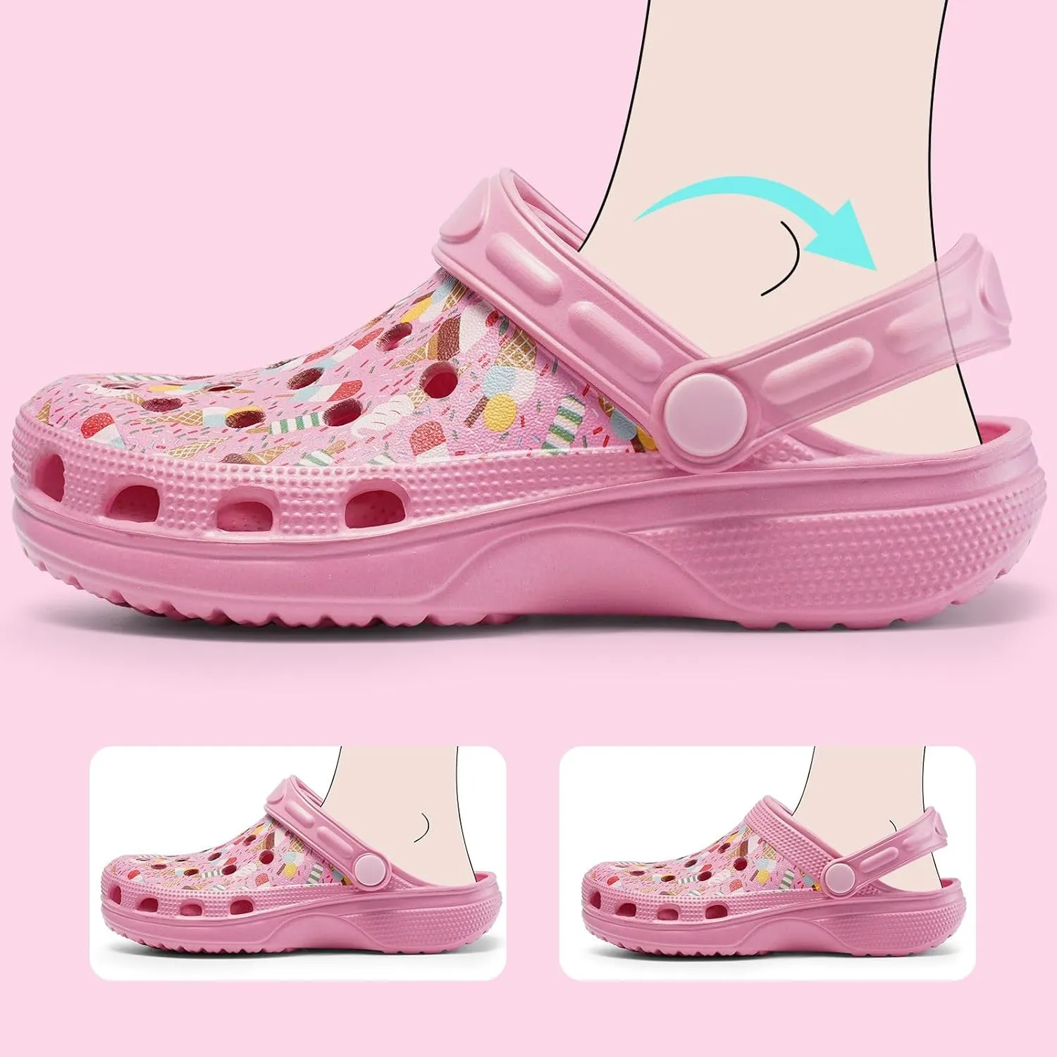 Dodow Kids Girls Clogs Garden Sandals Boys Classic Closed Toe Shoes Slides Toddler Slip on Water Shower Beach Pool Slippers