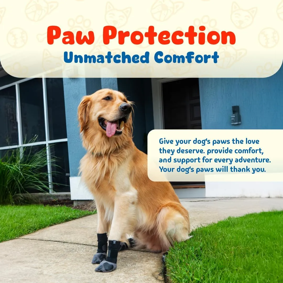 Dog Shoes, Booties, Boots & paw Protectors, Small, Medium and Large Size Dogs. Puppy Shoes for Summer hot Pavement, Snow, rain and Hiking. Anti-Slip Dog Socks for Hardwood Floors, no Lick (L)
