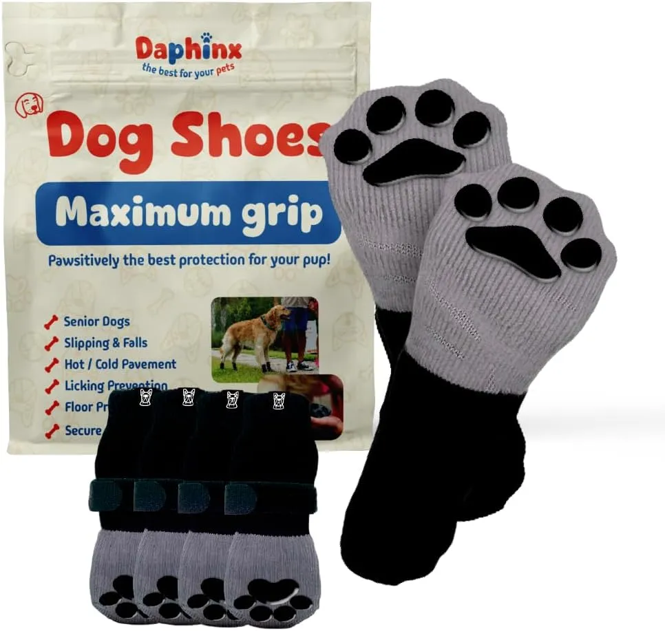 Dog Shoes, Booties, Boots & paw Protectors, Small, Medium and Large Size Dogs. Puppy Shoes for Summer hot Pavement, Snow, rain and Hiking. Anti-Slip Dog Socks for Hardwood Floors, no Lick (M)