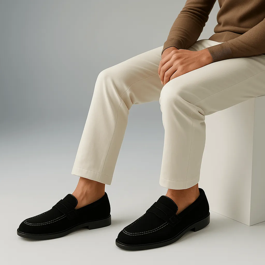 Domoir | Suede Penny Loafers