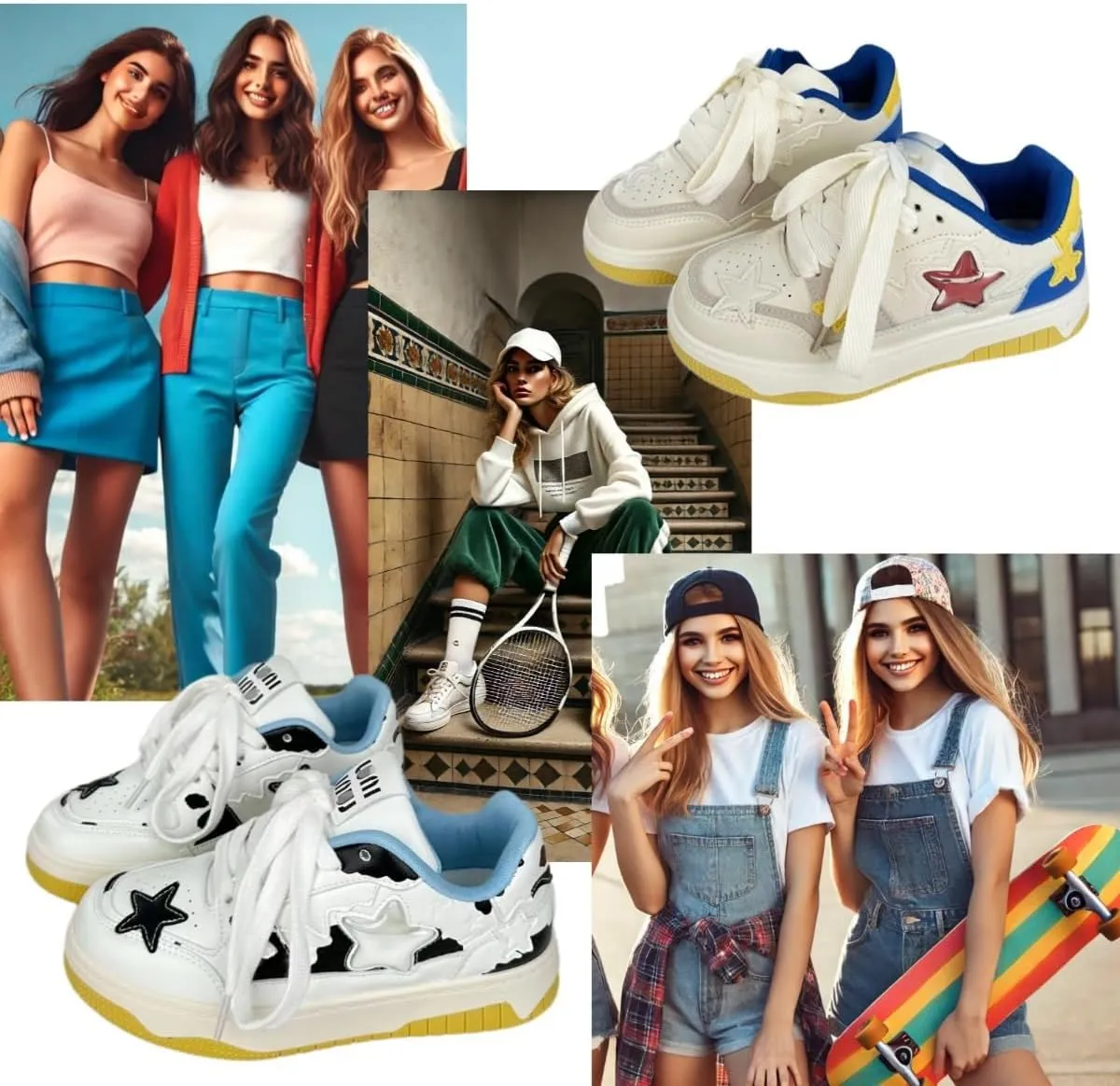 Dopamine Chunky Star Shoes Women Y2K Colorful Platform Tennis Sneakers Spring Fashion Casual Streetwear for Girls Students
