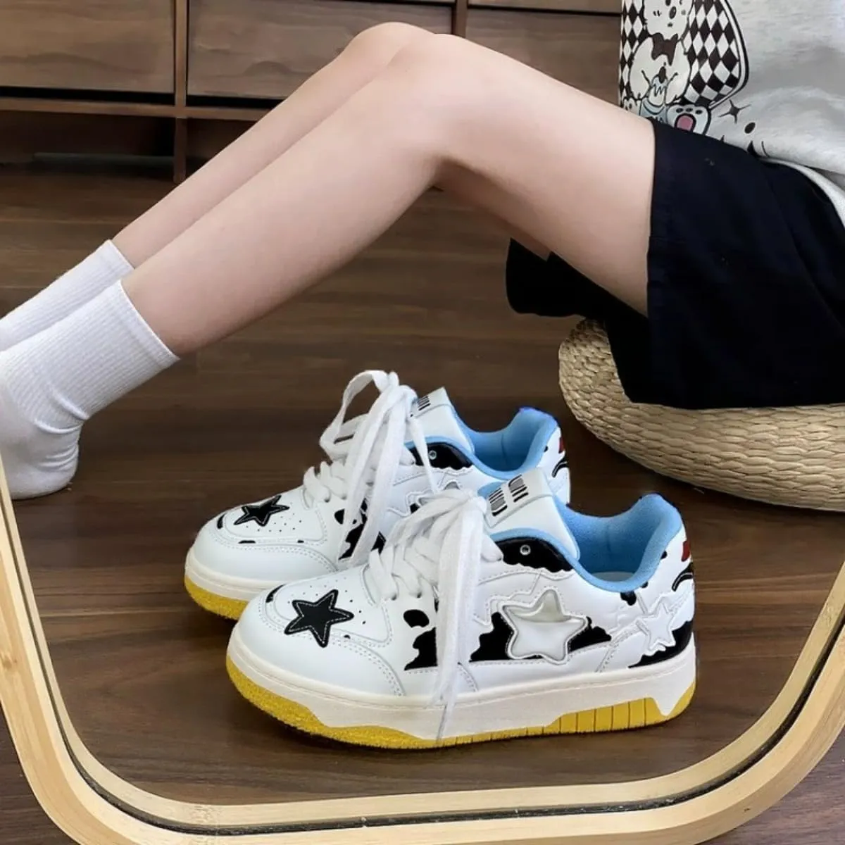 Dopamine Chunky Star Shoes Women Y2K Colorful Platform Tennis Sneakers Spring Fashion Casual Streetwear for Girls Students