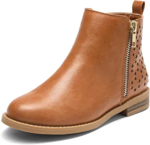 DREAM PAIRS Girls Ankle Boots with Side Zipper Low Heels Toddler/Little Kid/Big Kid