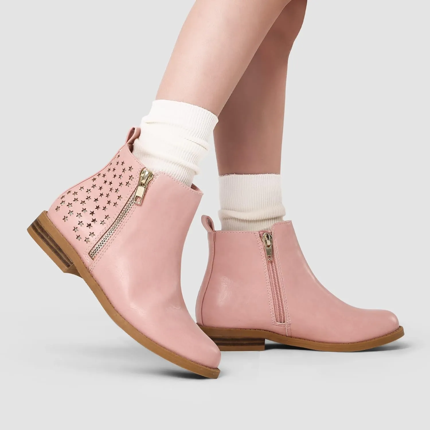 DREAM PAIRS Girls Ankle Boots with Side Zipper Low Heels Toddler/Little Kid/Big Kid