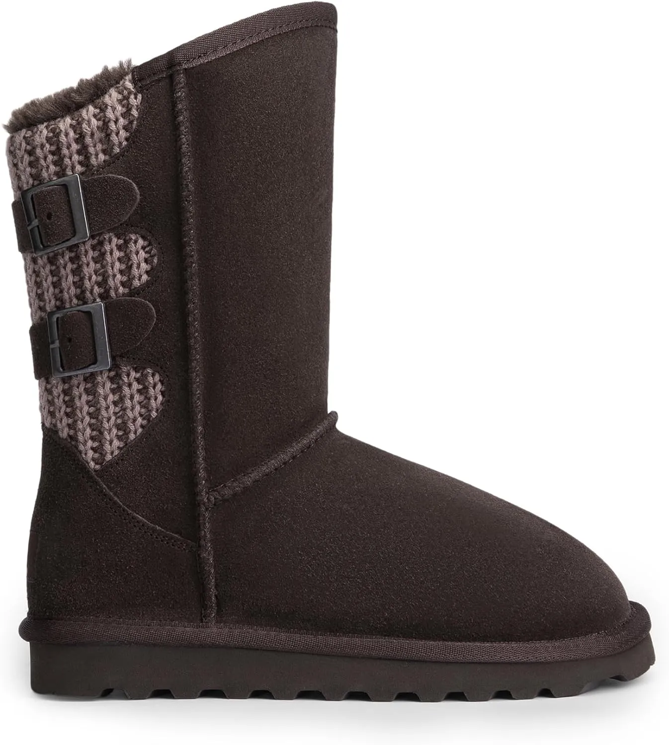DREAM PAIRS Women's Mid Calf Winter Snow Boots Fashion FuzzyChic Buckle Booties