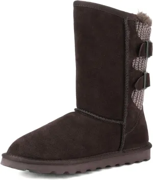 DREAM PAIRS Women's Mid Calf Winter Snow Boots Fashion FuzzyChic Buckle Booties