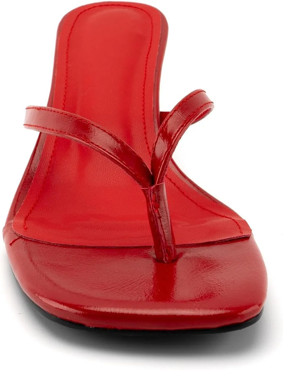 DREAMCIA Square Toe Thong Heeled Sandals Stiletto Slip On Kitten Slingback Flip Flop Heels Slides Summer