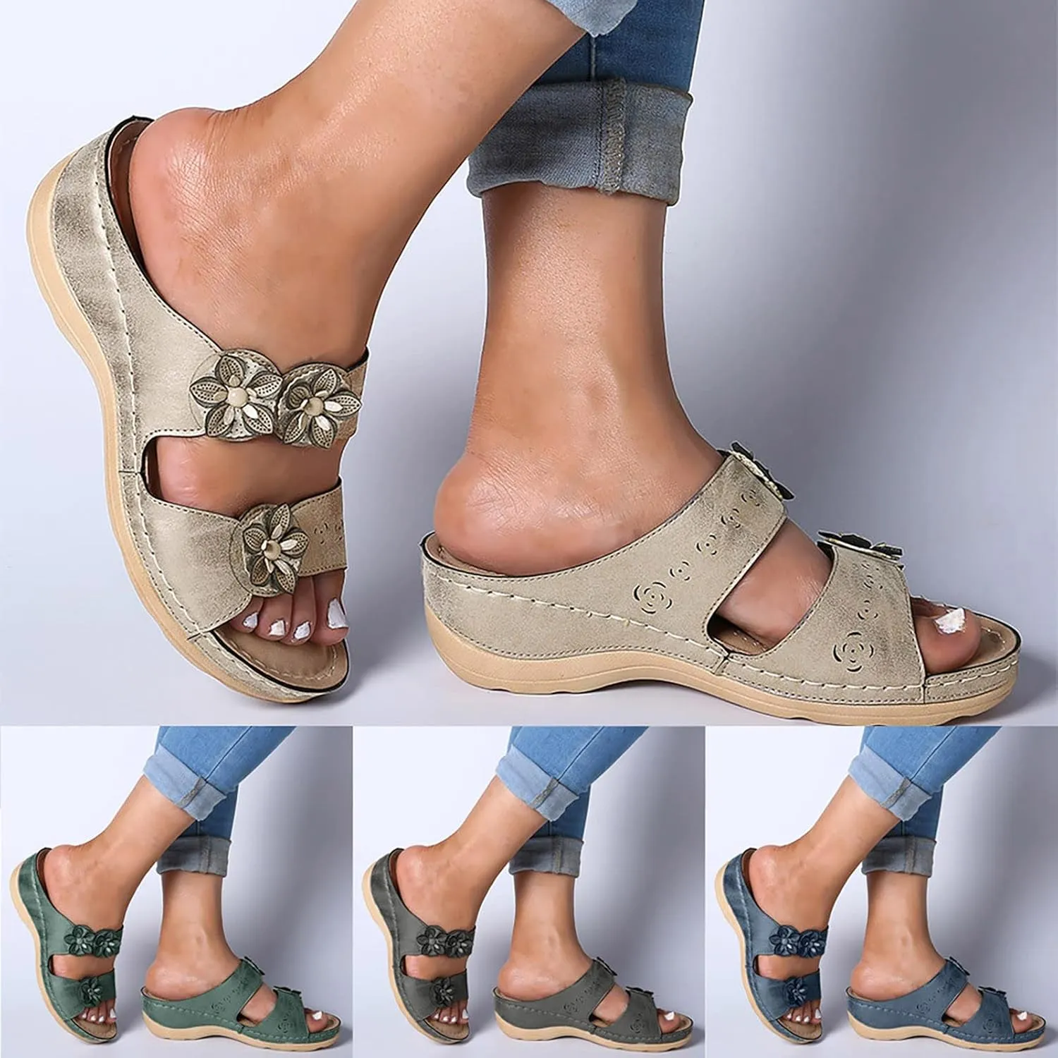 Dress Sandals for Women, Sandals Women Premium Orthopedic Open Toe Sandals Retro Anti-Slip Breathable Sandals