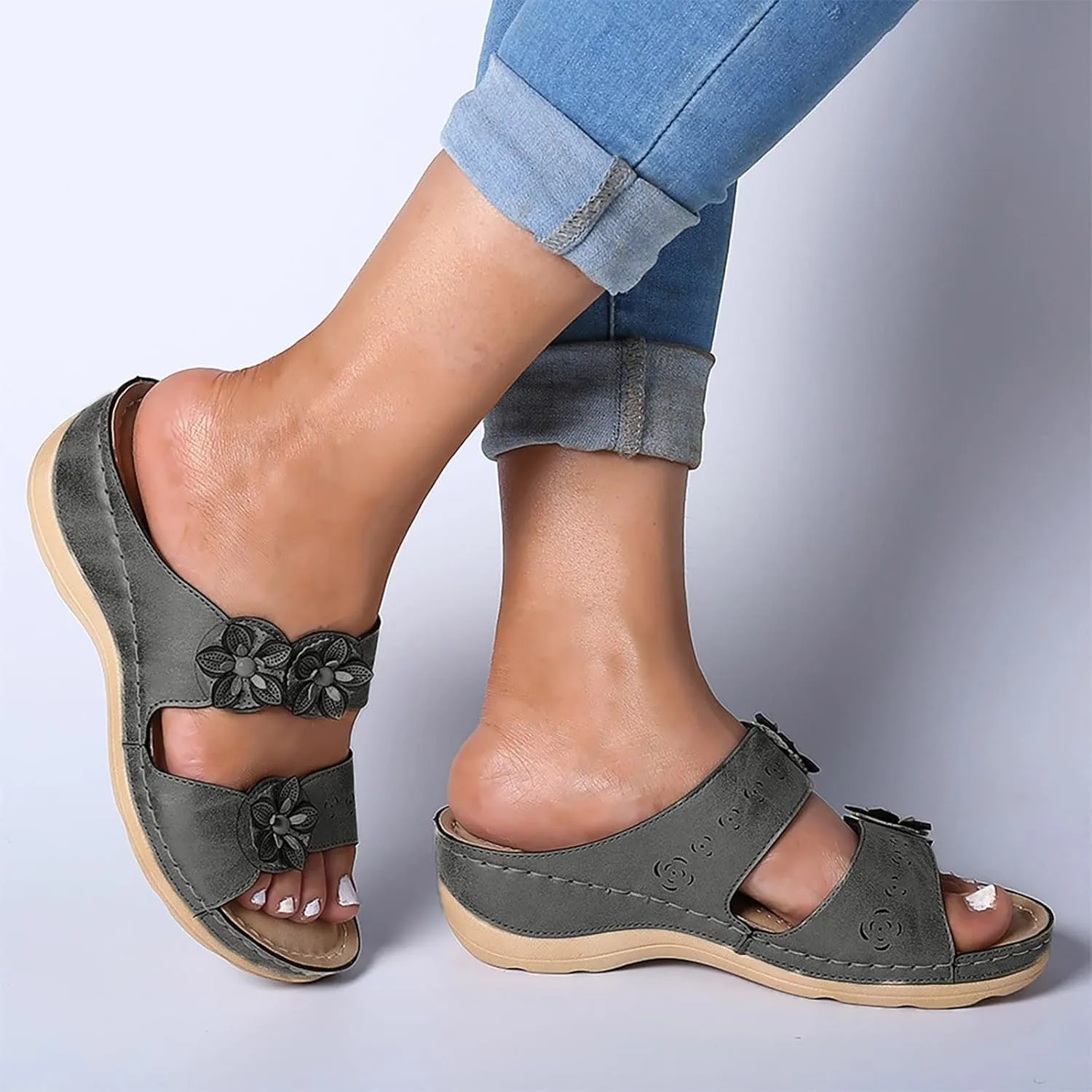 Dress Sandals for Women, Sandals Women Premium Orthopedic Open Toe Sandals Retro Anti-Slip Breathable Sandals