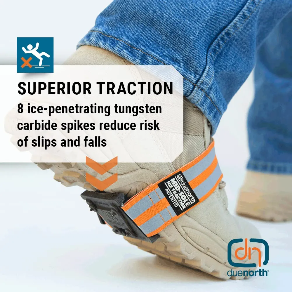 Due North Mid-Sole Ice Cleats - Winter Traction for Snow - Rotatable For Indoor/Outdoors, Driving, Or Walking (1 Pair)