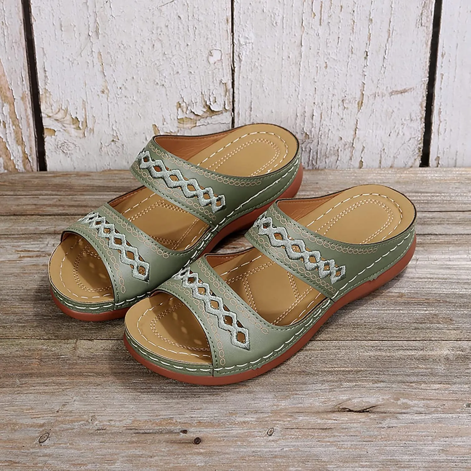 Eduavar Sandals for Women Dressy, Sandals Women Dressy Summer Retro Sandals Open Toe Anti-Slip Comfy Walking Sandals