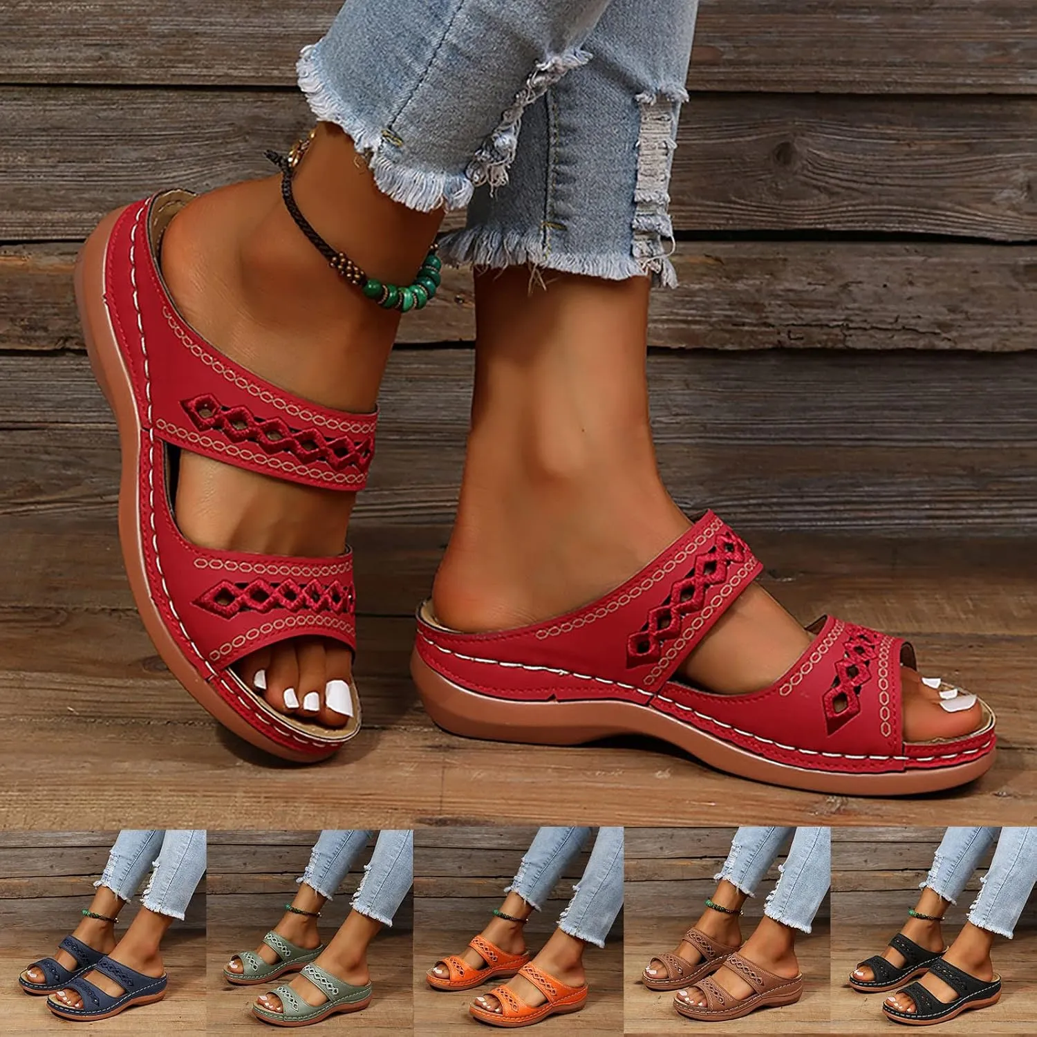 Eduavar Sandals for Women Dressy, Sandals Women Dressy Summer Retro Sandals Open Toe Anti-Slip Comfy Walking Sandals